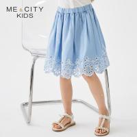 [2件2折价:19]米喜迪mecity童装夏新款女童儿童裙子绣花下摆镂空半裙