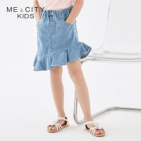 [2件2折价:28]米喜迪mecity童装夏新款女童荷叶边牛仔半裙韩版舞蹈裙洋气