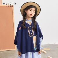 [2件2折价:53]米喜迪mecity童装春装新款女童匹诺曹宽松连帽斗篷长袖毛衫