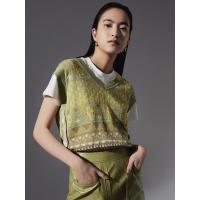 [1件5折价:170]MECITY女装21夏季新款休闲无袖提花套头马甲背心V领毛针织衫女