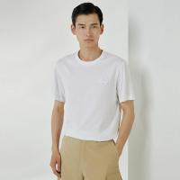 MECITY男装2021夏季新款纯棉轻薄丝光棉绣字针织圆领短袖T恤男