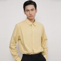 [2件2折价:60]MECITY男装春季新款简约休闲纯色设计感坠感丝滑长袖衬衫男