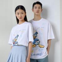 迪士尼唐老鸭联名MECITY情侣款2021夏季新款涂鸦印花针织短袖男装