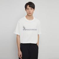 [1件5折价:110]MECITY男装2021夏季新款纯棉字母图案印花织唛结合针织短袖男T恤