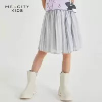 [2件2折价:35]米喜迪mecity童装夏季新款女童简约亮面中长款百褶裙半裙