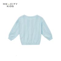 [1件3折价:57]米喜迪mecity童装夏季新款女童镂空圆领毛织开衫薄款空调衫