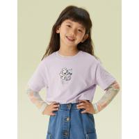 moomoo童装女童T恤21春秋新款史迪奇网纱内搭T恤两件套