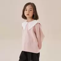 [1件5折价:90]moomoo童装女童卫衣春秋新款甜美灯笼袖舒适时尚绣花翻领大童