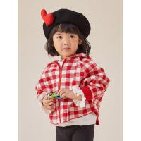 [1件5折价:82.5]moomoo童装女童格子毛衫春秋新款宝宝休闲外套舒适卡通上衣