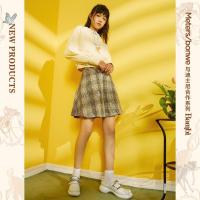 [1件5折价:90]美特斯邦威小鹿斑比联名格子半裙女2021新款夏季高腰百褶裙短裙女