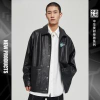 [2件2折价:159]美特斯邦威皮夹克男潮流潮牌新款春秋瑞兽系列宽松男教练夹克