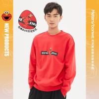 美特斯邦威芝麻街联名圆领卫衣男21新款春秋潮流男士针织套头衫