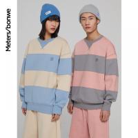 [1件5折价:120]美特斯邦威新基本圆领卫衣男条纹宽松2021新款春秋男士套头衫