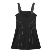 [2件2折价:44]美特斯邦威修身背带连衣裙女新款夏季气质少女黑色收腰吊带裙