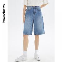[好货直降:269]美特斯邦威牛仔短裤女2021夏季新款高腰直筒纯棉帅气五分裤女中裤