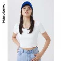 [1件5折价:50]美特斯邦威显瘦背心女2021新款夏季时尚珍珠装饰短款U型领上衣女_572