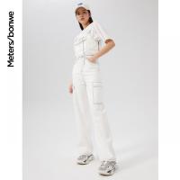 [1件3折价:73.5]美特斯邦威高腰牛仔裤女宽松直筒裤新款夏季工装多袋老爹裤女