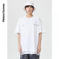 [1件3折价:58.5]美特斯邦威短袖T恤男夏季新款拼接假两件复古腰果花纯棉上衣