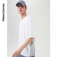 [1件3折价:39]美特斯邦威短袖T恤男宽松新款夏季精致反光拼接环保男士上衣