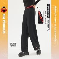 [1件5折价:90]美特斯邦威芝麻街联名针织长裤女2021新款春秋潮流女士高腰阔腿裤