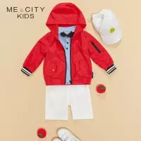 [1件5折价:67.5]米喜迪mecity童装夏新款男小童薄款松紧腰中裤休闲套装搭配