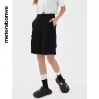 [1件3折价:58.5]美特斯邦威卫裤女夏季经典百搭纯色简约针织工装女士中裤