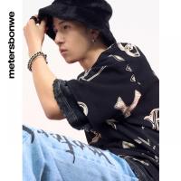 [1件5折价:79.5]美特斯邦威纯棉短袖T恤男夏季新款白色重磅宽松圆领男