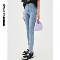 [1件5折价:119.5]美特斯邦威轻薄紧身牛仔裤女百搭夏季弹力九分裤女小脚裤子