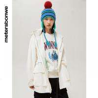[2件2折价:89]美特斯邦威撞条连帽派克外套女工装超飒时尚女士夹克宽松