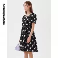 [1件3折价:79.5]美特斯邦威连衣裙女百搭夏季撞色波点印花时尚气质裙子女