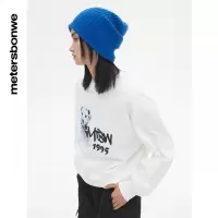 [1件5折价:79.5]美特斯邦威时尚斑点狗印花短圆领卫衣女春季新款套头衫