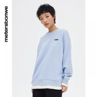 [1件5折价:109.5]美特斯邦威假两件舒适圆领卫衣女春季新款时尚套头衫