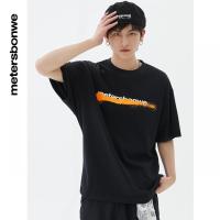 [1件5折价:89.5]美特斯邦威圆领宽松短袖T恤男款新款胸前荧光文字休闲潮流