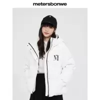 [1件5折价:199.5]美特斯邦威女潮流老花夹克宽松长袖上衣保暖加厚外套羽绒服