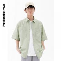 [1件5折价:79.5]美特斯邦威工装立体多袋短袖衬衫男夏季新款休闲衬衫