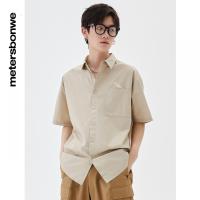 [1件5折价:84.5]美特斯邦威短袖衬衫男宽松时尚夏季简洁百搭短袖男士上衣
