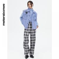 [1件5折价:109.5]美特斯邦威格纹阔腿裤女春季新款时尚宽松休闲长裤女