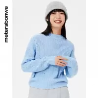 [1件5折价:69.5]美特斯邦威毛衣女潮流春季新款花瓣甜美减龄小高领女毛衫