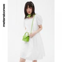 [1件5折价:159.5]美特斯邦威泡泡袖连衣裙女夏季新款拼接设计A摆阔形裙