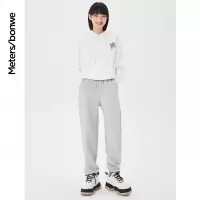 [1件5折价:79.5]美特斯邦威休闲裤女秋冬学院纯色基础百搭宽松直筒慢跑裤
