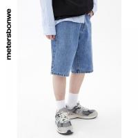 [1件5折价:119.5]美特斯邦威牛仔裤男百搭夏季时尚经典五袋洗水磨白五分裤