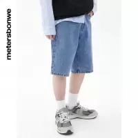 [1件5折价:119.5]美特斯邦威牛仔裤男百搭夏季时尚经典五袋洗水磨白五分裤
