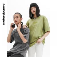 [好货直降:109]美特斯邦威新基本做旧圆领T恤男春季新款休闲情侣装