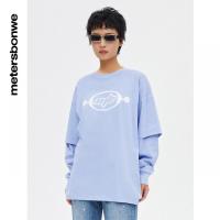 [1件5折价:79.5]美特斯邦威假两件长袖T恤女春季新款时尚休闲上衣女