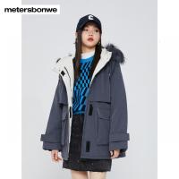 [1件5折价:179.5]美特斯邦威棉服女潮流冬季新款舒适保暖工装连帽派克棉服
