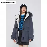 [1件5折价:179.5]美特斯邦威棉服女潮流冬季新款舒适保暖工装连帽派克棉服