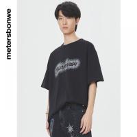 [2件2折价:52]美特斯邦威纯棉短袖T恤男夏季新款圆领字母宽松男士