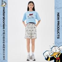 [2件2折价:59]美特斯邦威唐老鸭联名梭织短裤女夏季新款印花工装短裤