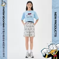 [2件2折价:59]美特斯邦威唐老鸭联名梭织短裤女夏季新款印花工装短裤
