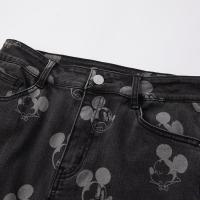 [1件5折价:129.5]美特斯邦威迪士尼米奇联名满印牛仔长裤女百搭夏季喇叭长裤